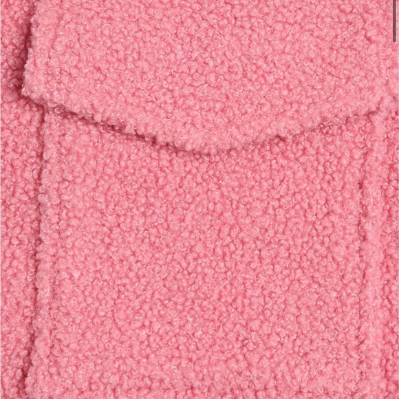 Cider Pink Teddy Jacket Oversize Bubblegum Sherpa Button Coat Shacket Size XS - Picture 9 of 9
